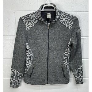 Cinch Women's Sweater Knit Jacket Full Zip Sherpa Lined Aztec Gray / Size Small